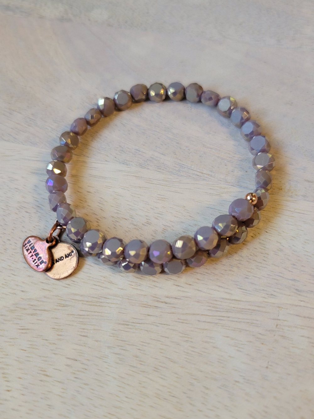 Alex And Ani Vintage Sixty Six Mauve Faceted Bead Wrap Bracelet